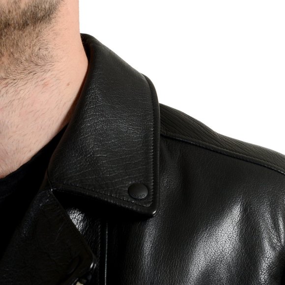 Veste Cuir Shearling Hugo Boss 'Lanster' - Noir - Taille XL (US) / 54 (IT) - Neuf Avec étiquettes
